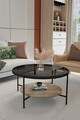 Masuta de cafea, Mirosa, Oslo, 75x45x75 cm, Blat: 100% STICLA CALITA, Fum / Pin antic