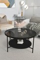 Masuta de cafea, Mirosa, Oslo, 75x45x75 cm, Blat: 100% STICLA CALITA, Fume / Negru