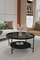Masuta de cafea, Mirosa, Oslo, 75x45x75 cm, Blat: 100% STICLA CALITA, Fume / Negru