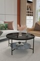 Masuta de cafea, Mirosa, Oslo, 75x45x75 cm, Blat: 100% STICLA CALITA, Fume / Marmură / Antracit