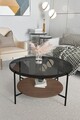 Masuta de cafea, Mirosa, Oslo, 75x45x75 cm, Blat: 100% STICLA CALITA, Fume / Nuc