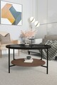 Masuta de cafea, Mirosa, Oslo, 75x45x75 cm, Blat: 100% STICLA CALITA, Fume / Nuc