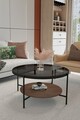 Masuta de cafea, Mirosa, Oslo, 75x45x75 cm, Blat: 100% STICLA CALITA, Fume / Nuc
