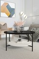 Masuta de cafea, Mirosa, Oslo, 75x45x75 cm, Blat: 100% STICLA CALITA, Fume / Alb