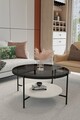 Masuta de cafea, Mirosa, Oslo, 75x45x75 cm, Blat: 100% STICLA CALITA, Fume / Alb