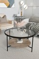 Masuta de cafea, Mirosa, Oslo, 75x45x75 cm, Blat: 100% STICLA CALITA, Transparent / Pin antic