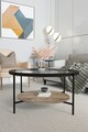 Masuta de cafea, Mirosa, Oslo, 75x45x75 cm, Blat: 100% STICLA CALITA, Transparent / Pin antic