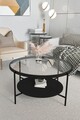 Masuta de cafea, Mirosa, Oslo, 75x45x75 cm, Blat: 100% STICLA CALITA, Transparent/Negru