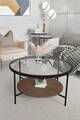 Masuta de cafea, Mirosa, Oslo, 75x45x75 cm, Blat: 100% STICLA CALITA, Transparent/Nuc