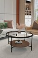 Masuta de cafea, Mirosa, Oslo, 75x45x75 cm, Blat: 100% STICLA CALITA, Transparent/Nuc