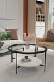 Masuta de cafea, Mirosa, Oslo, 75x45x75 cm, Blat: 100% STICLA CALITA, Transparent/Alb