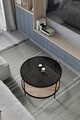 Masuta de cafea, Mirosa, Bella, 73x45x73 cm, Blat: 100% STICLA CALITA, Fum / Pin antic