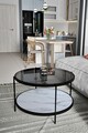 Masuta de cafea, Mirosa, Bella, 73x45x73 cm, MDF , Fume / Marmură / Alb