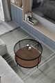 Masuta de cafea, Mirosa, Bella, 73x45x73 cm, Blat: 100% STICLA CALITA, Transparent/Nuc