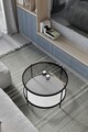 Masuta de cafea, Mirosa, Bella, 73x45x73 cm, Blat: 100% STICLA CALITA, Transparent/Alb