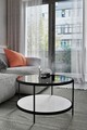 Masuta de cafea, Mirosa, Bella, 73x45x73 cm, Blat: 100% STICLA CALITA, Transparent/Alb