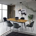 Masa, Nmobb, LR, 206+45+45x77x102 cm, 100% MDF pictat/furnir, Stejar / Negru