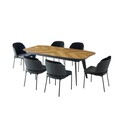 Masa, Nmobb, LR, 206+45+45x77x102 cm, 100% MDF pictat/furnir, Stejar / Negru