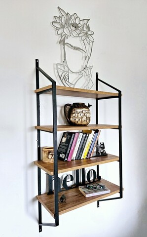 Raft de perete, Valovi, Raffy3, 60x120x28 cm, PAL, Negru / Pin Atlantic