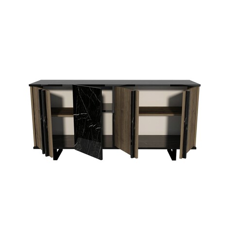 Masuta de cafea, Bexley, Gold Line, 80x80x40 cm, PAL, Nuc / Negru