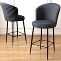 Set scaun de bar (2 bucăți), Hanah Home, Alte, Antracit / Negru
