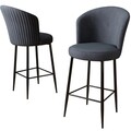 Set scaun de bar (2 bucăți), Hanah Home, Alte, Antracit / Negru