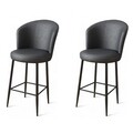 Set scaun de bar (2 bucăți), Hanah Home, Uras, Antracit / Negru