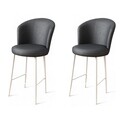 Set scaun de bar (2 bucăți), Hanah Home, Uras, Antracit/Alb