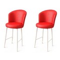Set scaun de bar (2 bucăți), Hanah Home, Uras, Rosu/Alb
