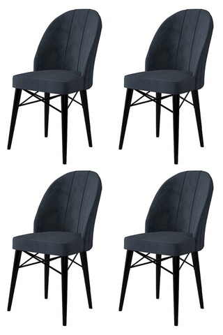 Set scaune 4 piese, Charlotte, Ritim, Metal, Antracit / Negru
