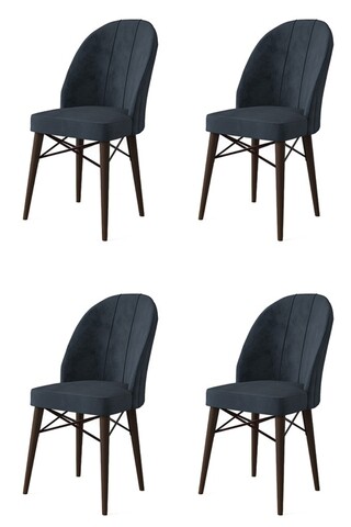 Set scaune 4 piese, Charlotte, Ritim, Metal, Antracit/Maro