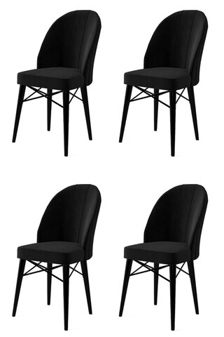 Set scaune 4 piese, Charlotte, Ritim, Metal, Negru