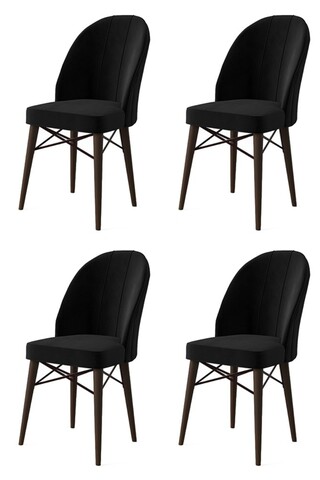 Set scaune 4 piese, Charlotte, Ritim, Metal, Negru/Maro