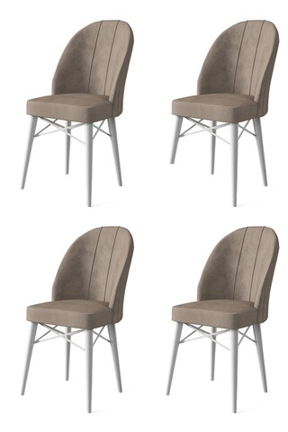 Set scaune 4 piese, Charlotte, Ritim, Metal, Cappuccino / Alb