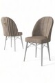 Set scaune 4 piese, Charlotte, Ritim, Metal, Cappuccino / Alb