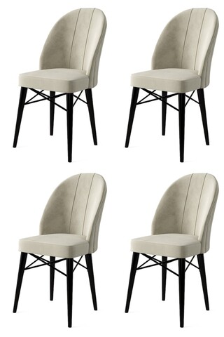 Set scaune 4 piese, Charlotte, Ritim, Metal, Crem/Negru