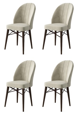 Set scaune 4 piese, Charlotte, Ritim, Metal, Crem/Maro