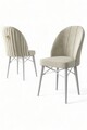 Set scaune 4 piese, Charlotte, Ritim, Metal, Crem/Alb