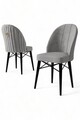 Set scaune 4 piese, Charlotte, Ritim, Metal, Gri/Negru