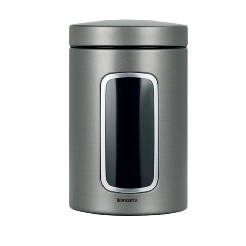 Recipient pentru depozitare cu fereastra si capac etans, Brabantia, Platinum, 1.4 L, inox/plastic, gri