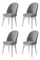 Set scaune 4 piese, Charlotte, Ritim, Metal, Gri/Alb