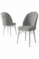 Set scaune 4 piese, Charlotte, Ritim, Metal, Gri/Alb