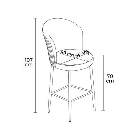 Set scaune  de bar 4 piese, Charlotte, Fora, Metal, Antracit/Alb