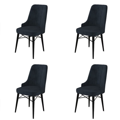 Set scaune 4 piese, Charlotte, Pare, Metal, Antracit / Negru