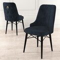 Set scaune 4 piese, Charlotte, Pare, Metal, Antracit / Negru