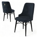 Set scaune 4 piese, Charlotte, Pare, Metal, Antracit / Negru