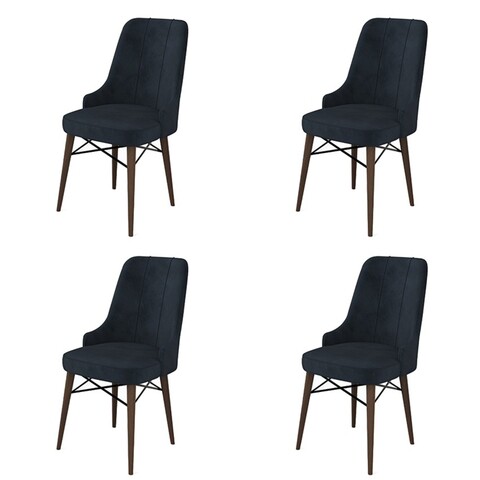 Set scaune 4 piese, Charlotte, Pare, Metal, Antracit/Maro