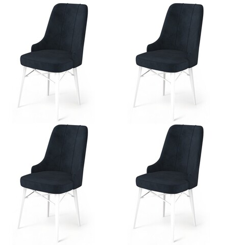 Set scaune 4 piese, Charlotte, Pare, Metal, Antracit/Alb