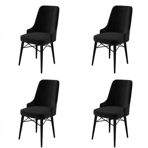 Set scaune 4 piese, Charlotte, Pare, Metal, Negru