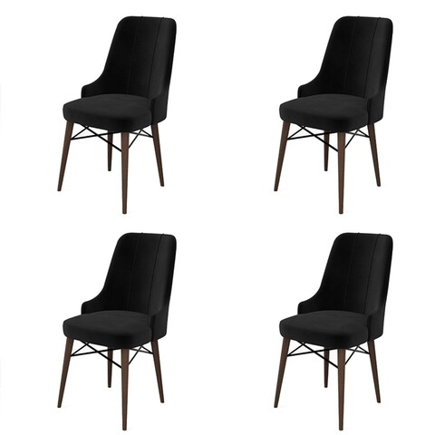 Set scaune 4 piese, Charlotte, Pare, Metal, Negru/Maro